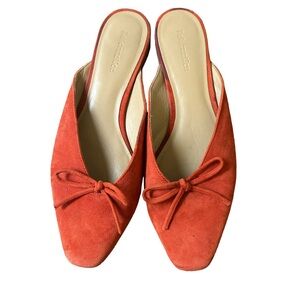 Reformation Women's Red Suede Bow Mules